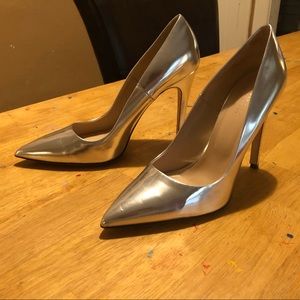 Barney’s New York Metallic Silver Heel